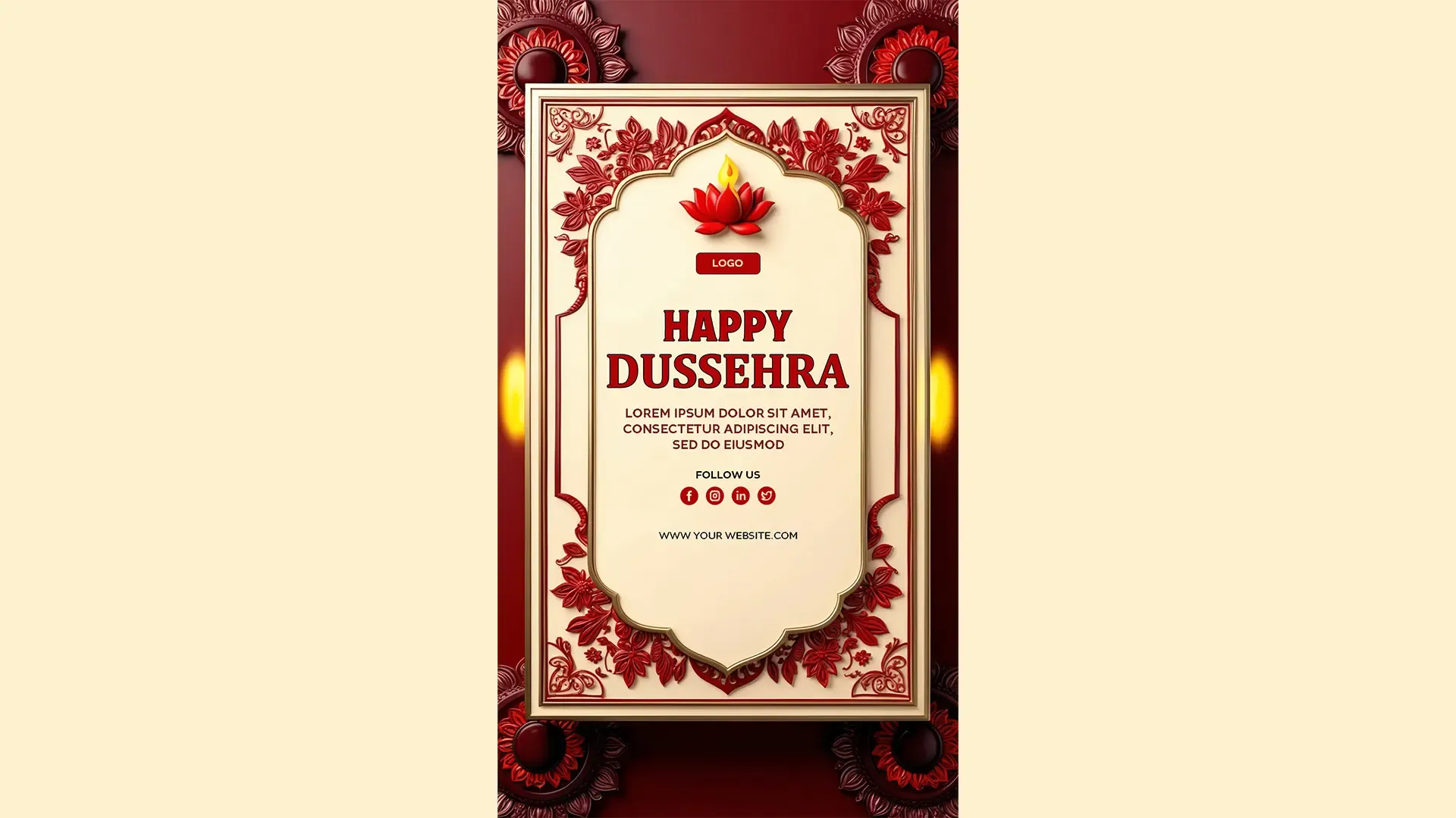 Ornate Lotus Frame Happy Dussehra Card for Instagram Story image